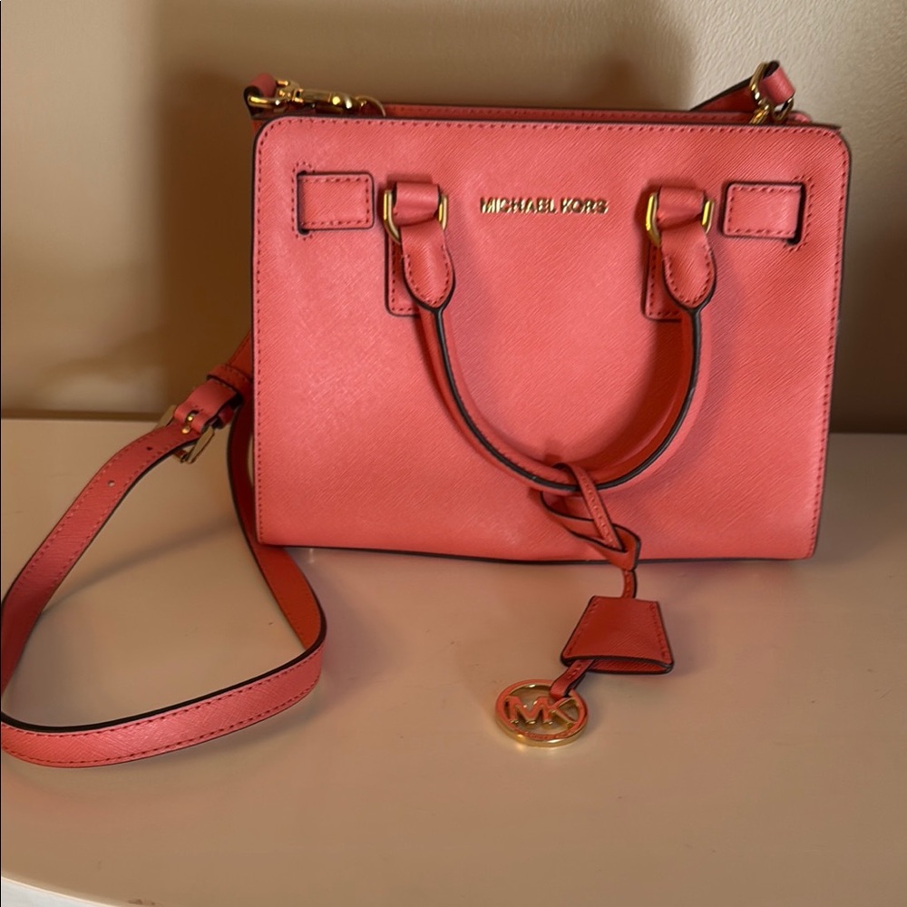 Michael Kors Pink Crossbody Bag with Gold Hardware